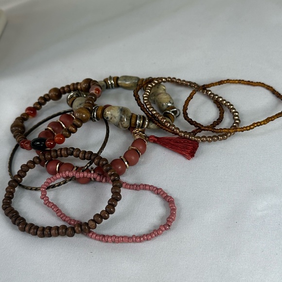 Large group of funky boho neutral tone bracelets - Picture 5 of 5